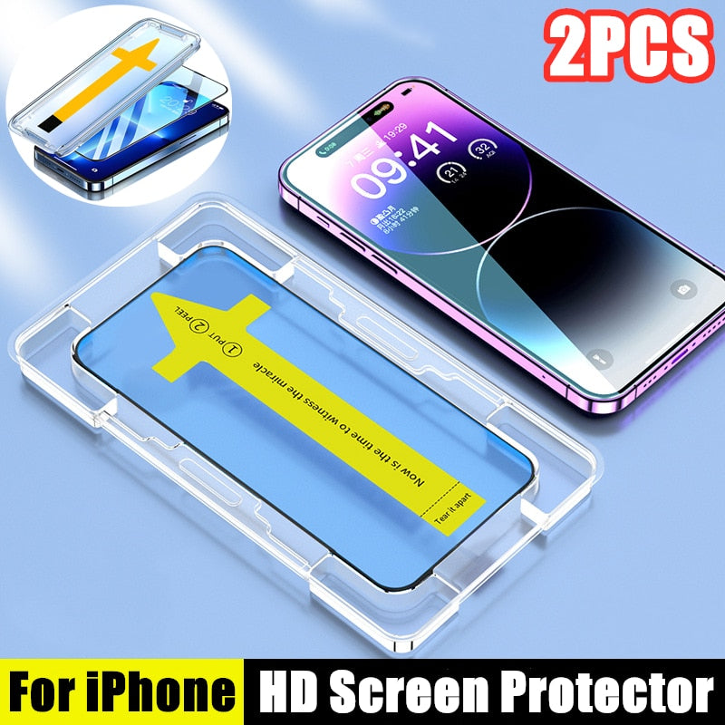 2pcs Install Tool Accessories Tempered Glass For iPhone 14 13 12 11